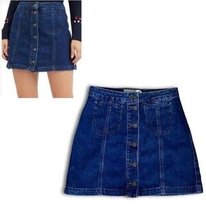 Topshop Moto Button-Down Denim Mini Skirt
